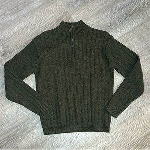 Oscar de la Renta Dark Green Zip-Up Sweater Mens XL